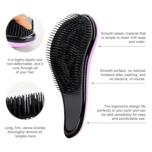 Miniatura 9 de Cepillo de pelo, 4 piezas de cepillos de pelo para mujeres y hombres, cepillo para cabello rizado bebé hombre mini cepillo de pelo azul