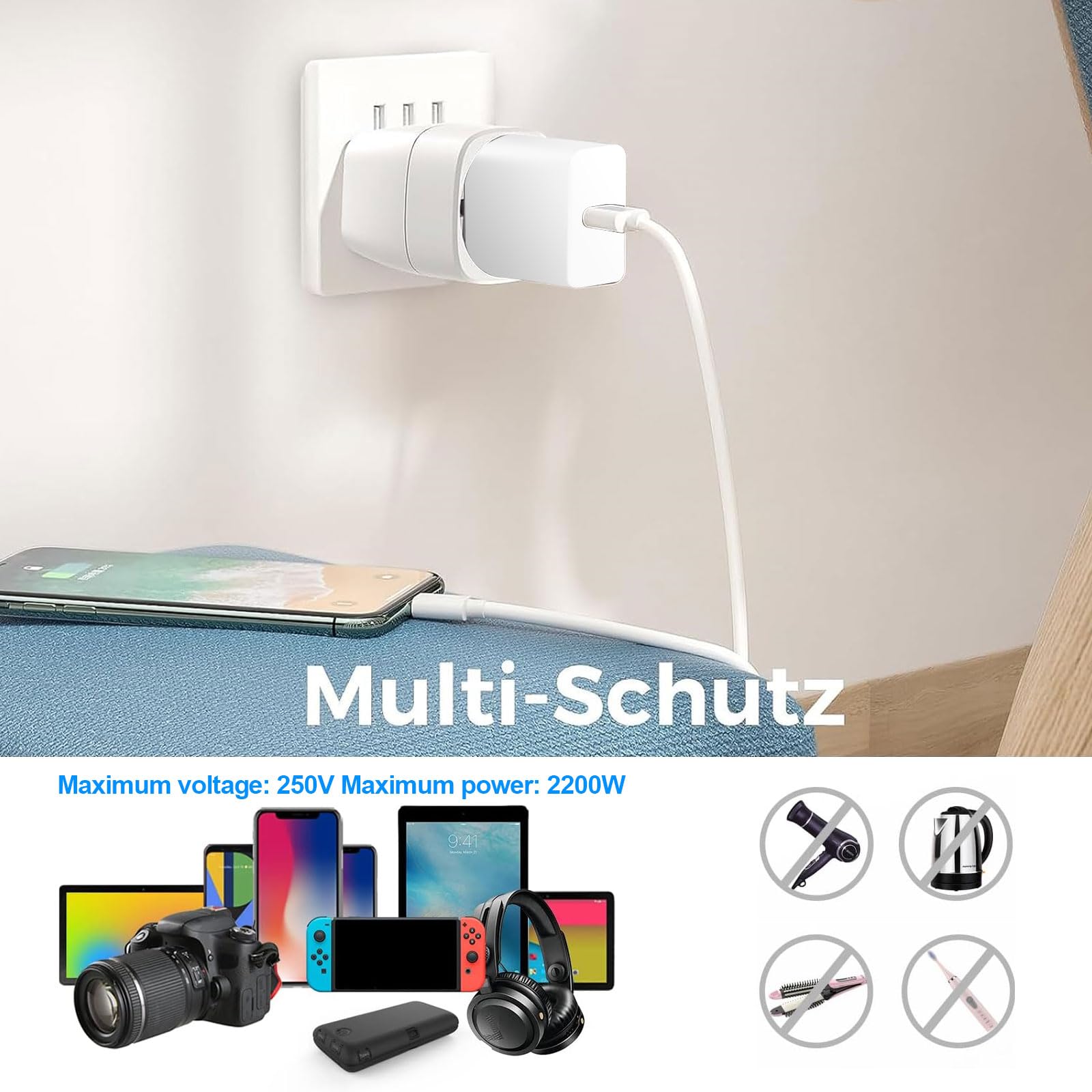 Adaptateur de Voyage Type I France vers Australie/Chine, Nouvelle Zélande, Fidji, Argentine - 2 Pièces