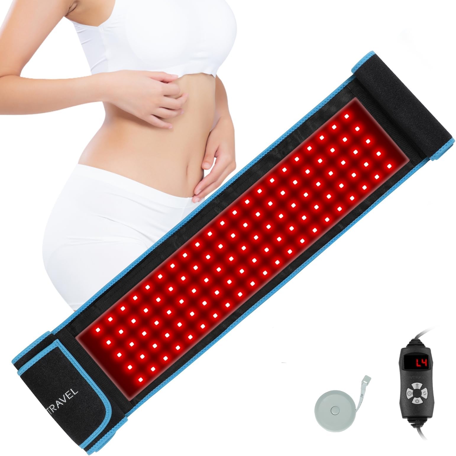 LOVTRAVEL 660nm LED Red Light Therapy Belt 850nm Near Infrared Light Therapy Devices Wearable Pads Lipo Wrap for Body Pain Relief