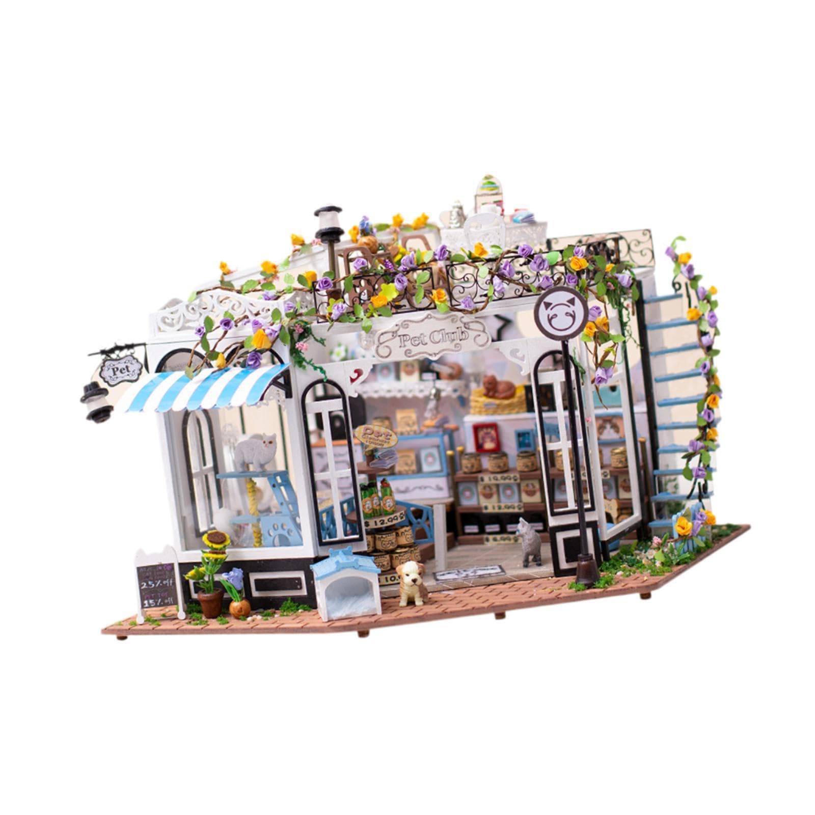DIY Miniaturhaus Bausatz aus Holz, Haustierclub Set, kreatives Tiny House Bastelset zum Selbermachen, das robust und langlebig ist. Niedliche