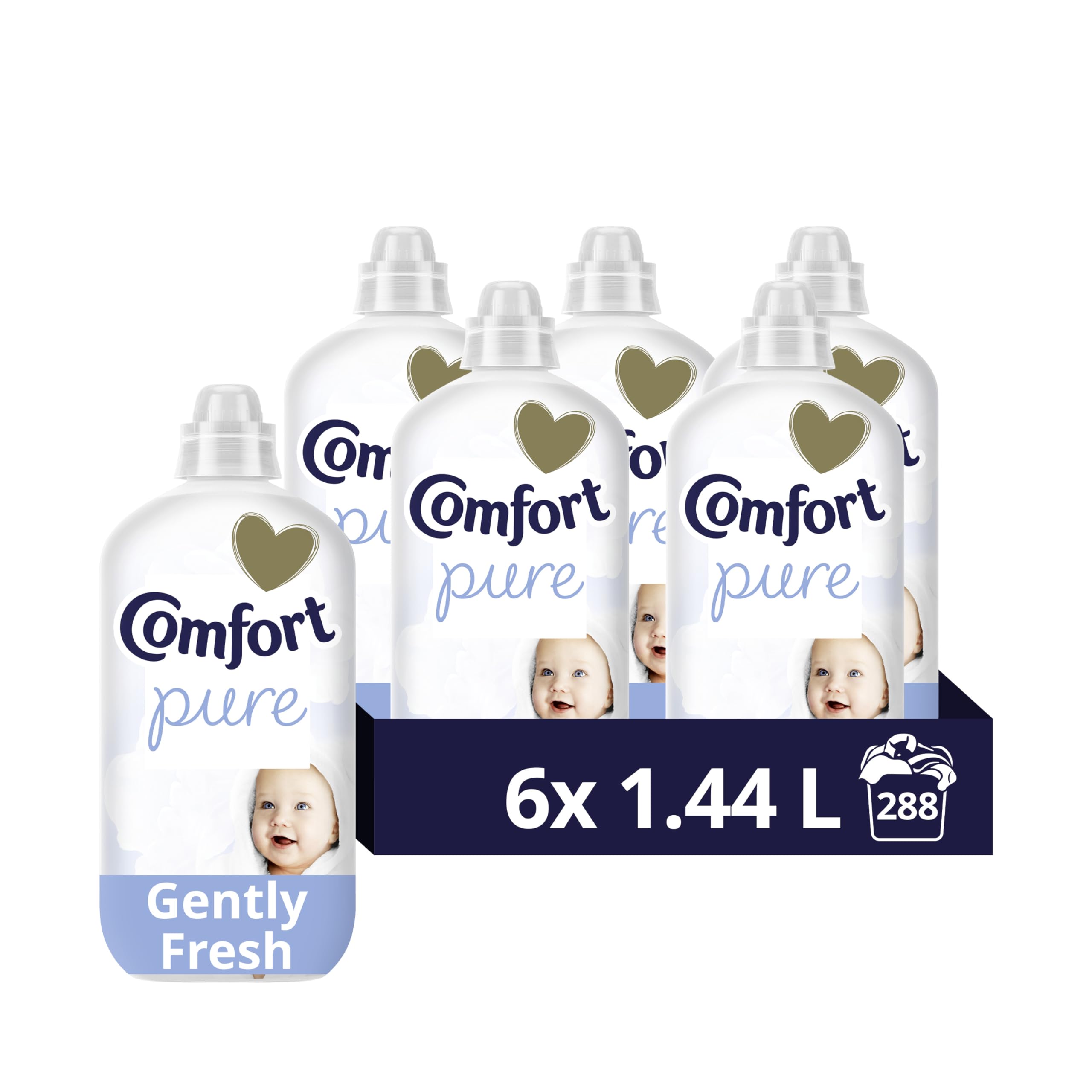 Comfort Pure Fabric Conditioner Dermatologist-Recommended and Hypoallergenic with a Gently Fresh Fragrance 288 washes (6x 1.44 L)