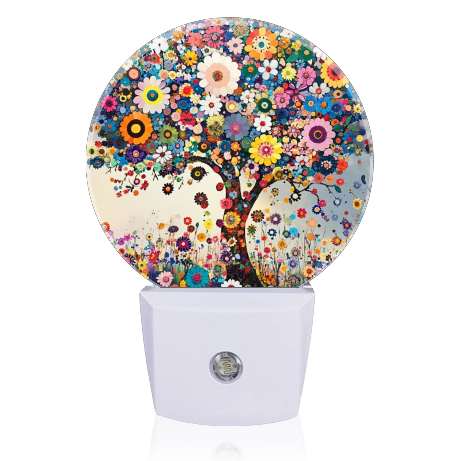 Mearafois LED Night Lights Lamp with Dusk to Dawn Sensor Tree of Flowers of Multicolor and Shapes Night