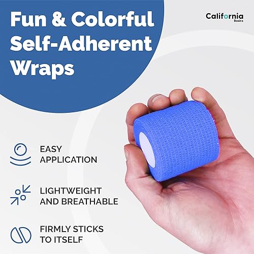 Miniatura 2 de California Basics Envoltura de vendaje autoadhesivo (2 pulgadas), paquete de 12 rollos cohesivos no tejidos, cinta médica impermeable, uso atlético,