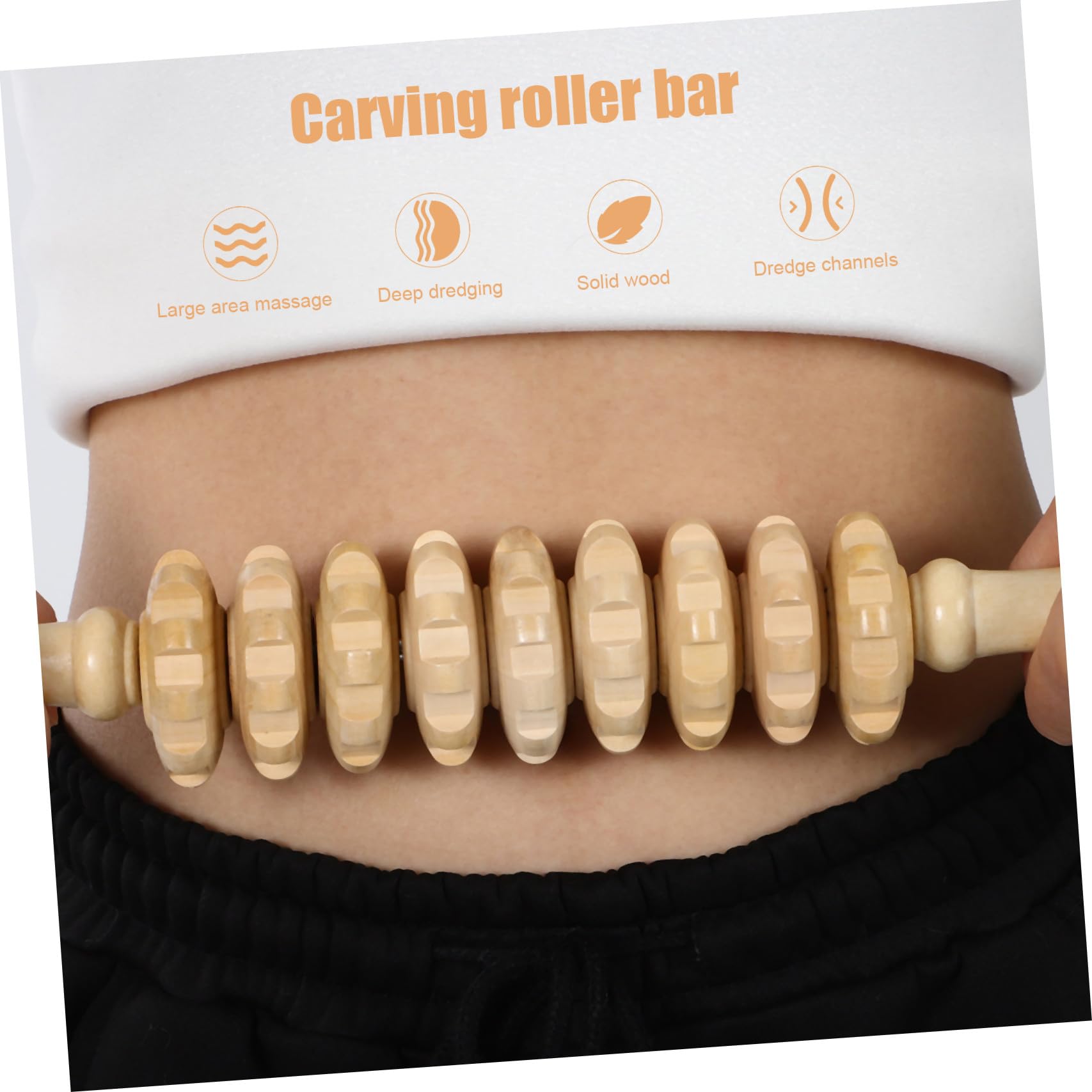 GARVALON Rodillo Masajeador Anticelulitis, Kit de Maderoterapia de 6 Piezas en Madera, Tabla de Masaje Manual para Espalda, Uso en Oficina