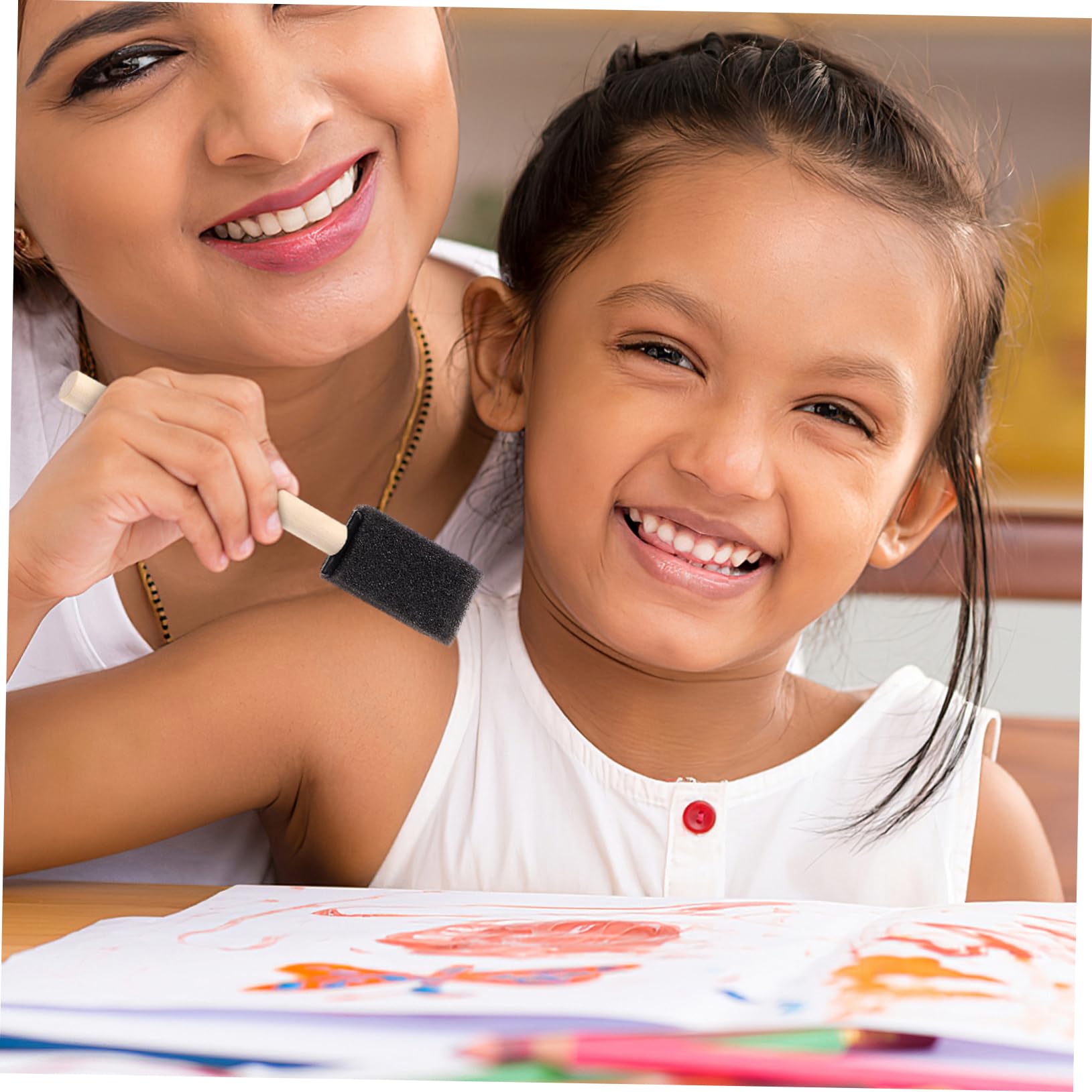 Uonlytech 2 Sätze Malschwamm Pinsel Malen Für Rund Bastelschwamm Malschwämme Kinderwerkzeuge Malpinsel Schwammpinsel Kindermalpinsel Schwarz Holz 25 Stück * 2