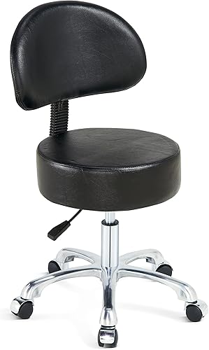 Miniatura 9 de Taburete giratorio redondo, acolchado grueso y resistente, taburete ajustable con ruedas para médico, médico, sala de masajes, oficina, tienda