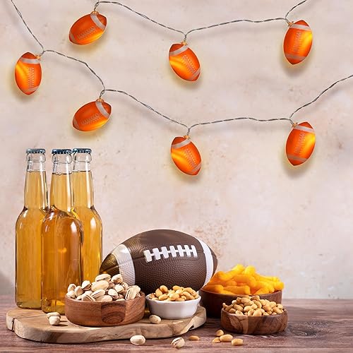 Miniatura 5 de VIHOSE Guirnalda de luces de fútbol de 9.84 pies, 20 luces LED para habitación, alimentadas con pilas, iluminación deportiva, fiesta, decoración de
