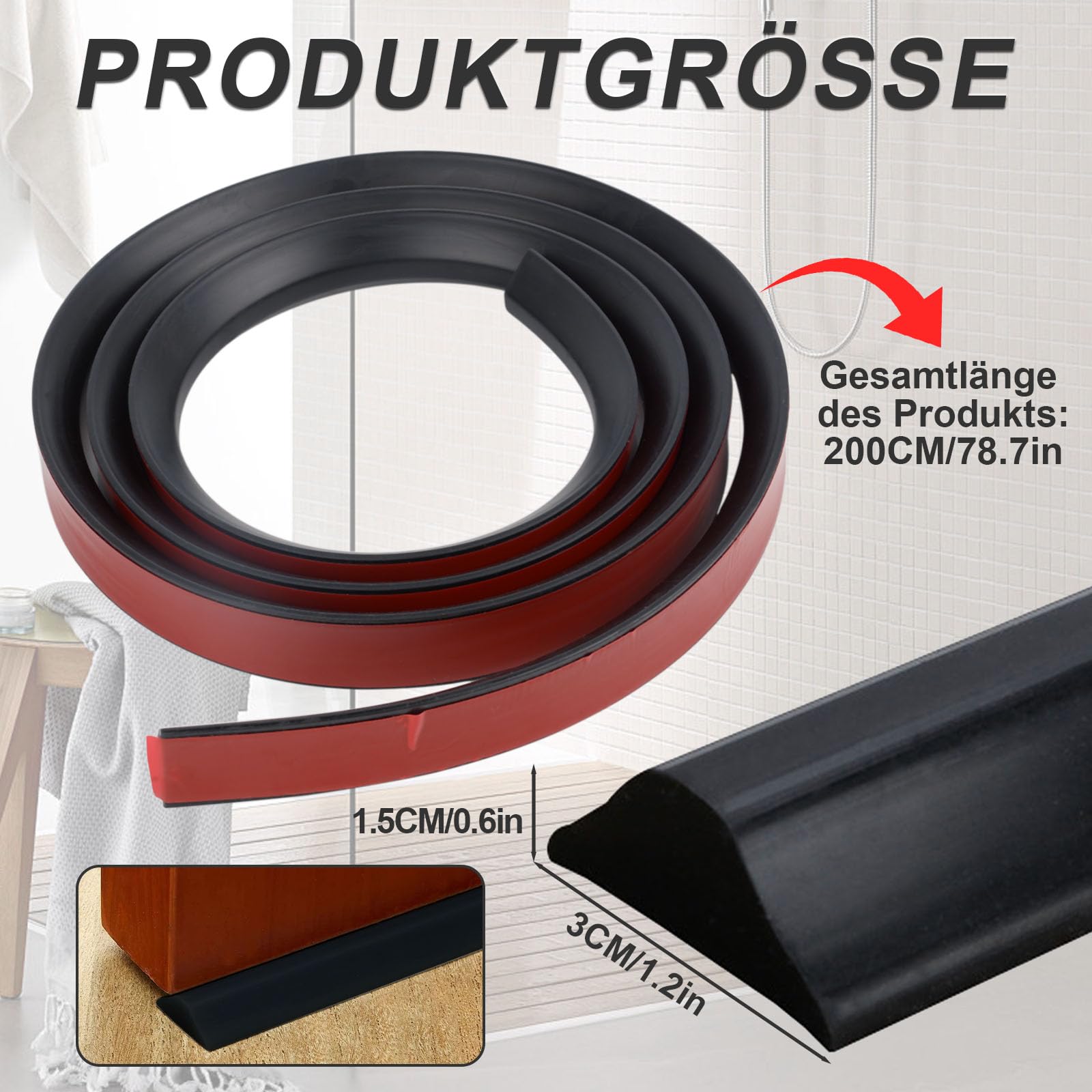1 Meter Silikon-Wasserstopfen Für Bad & Küche – Selbstklebend, Biegsam, Wasserdicht (Weiß, 3x4 Cm)