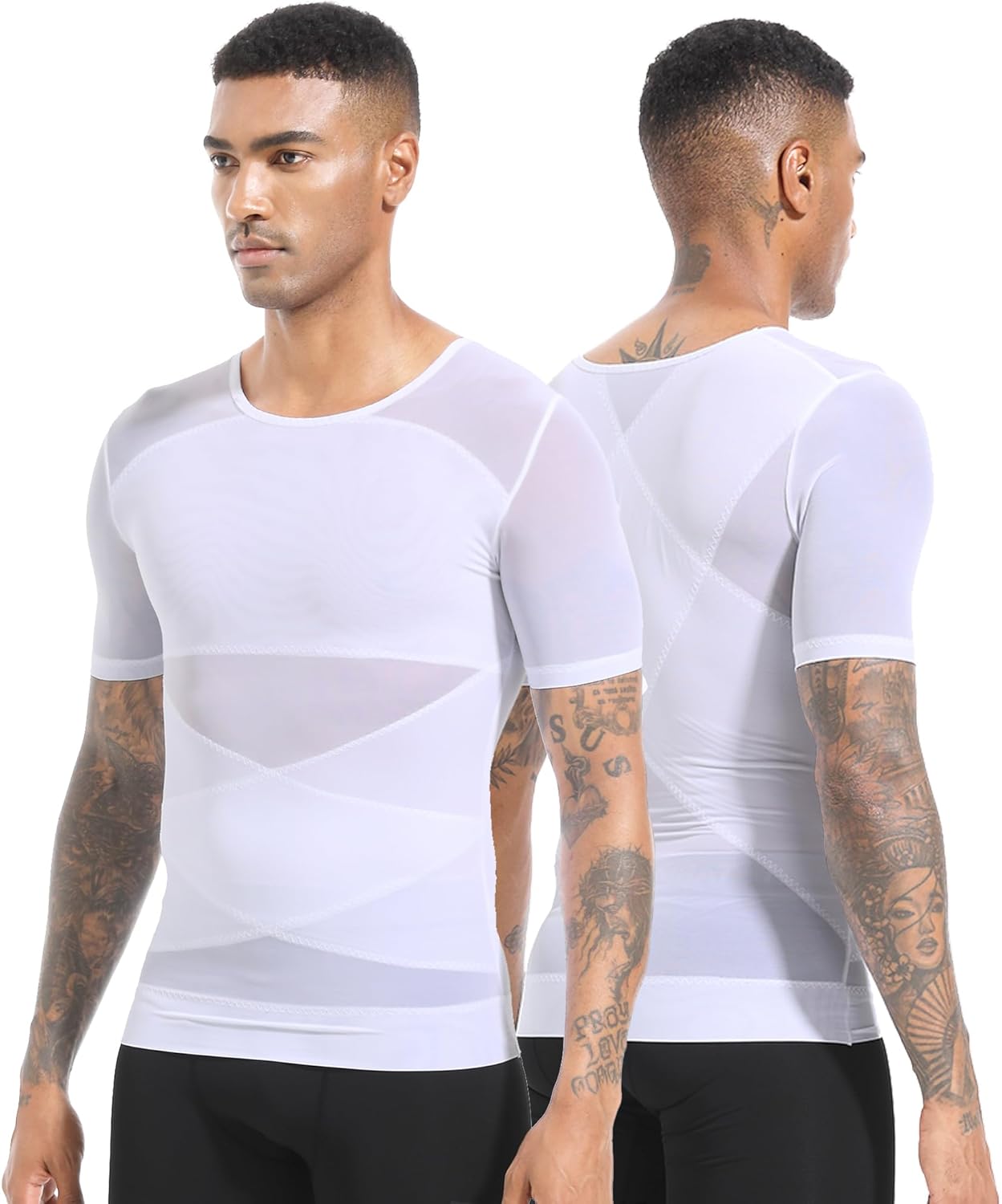 Mens Gynecomastia Compression Shirt Shapewear Slimming Body Shaper Tummy Control Short Sleeve Undershirt Abdomen Tank - Image 5