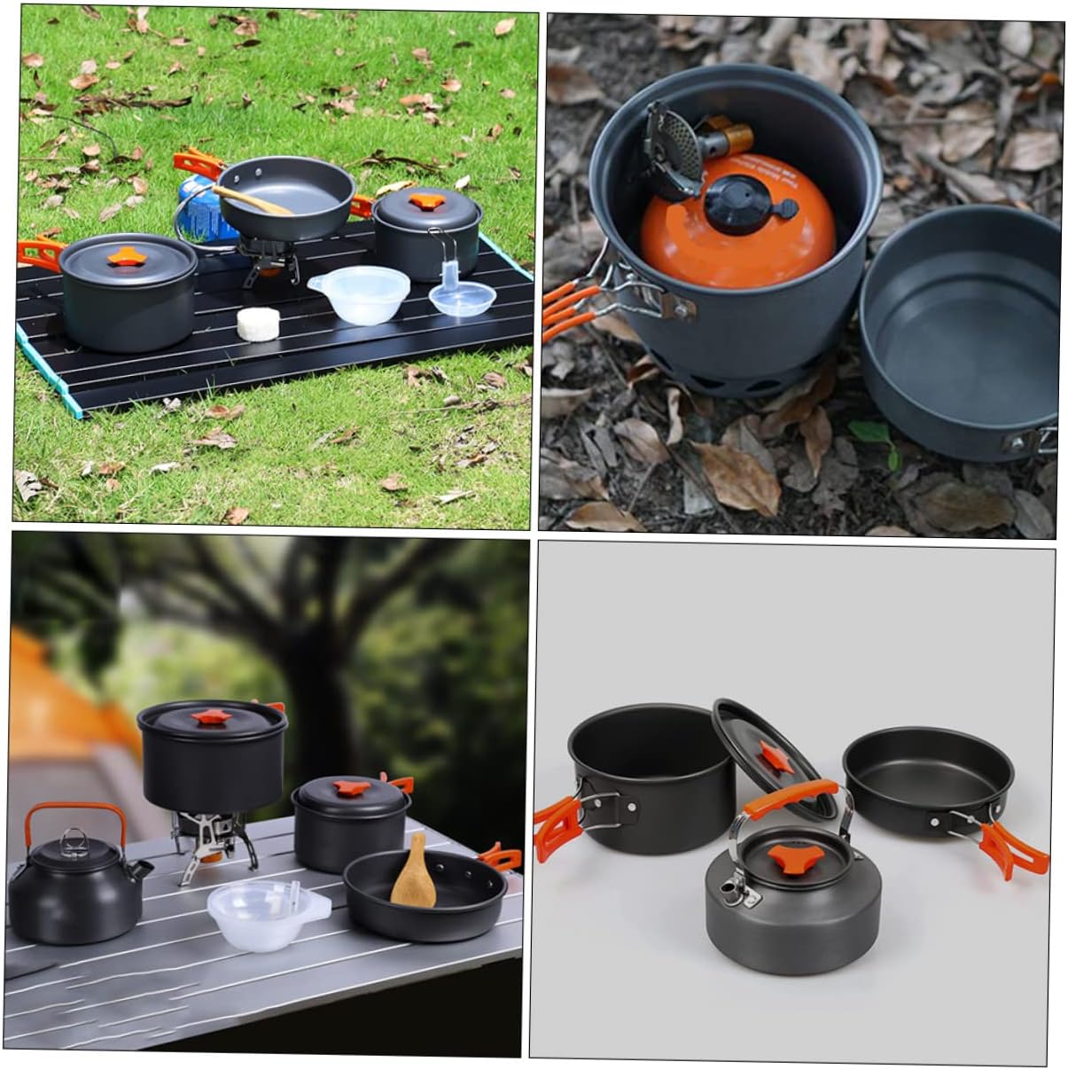 1set Portable Camping Cooking Lightweight Cookware Smooth Base for Outdoor Cooking for Hiking Picnic and Camping Trips