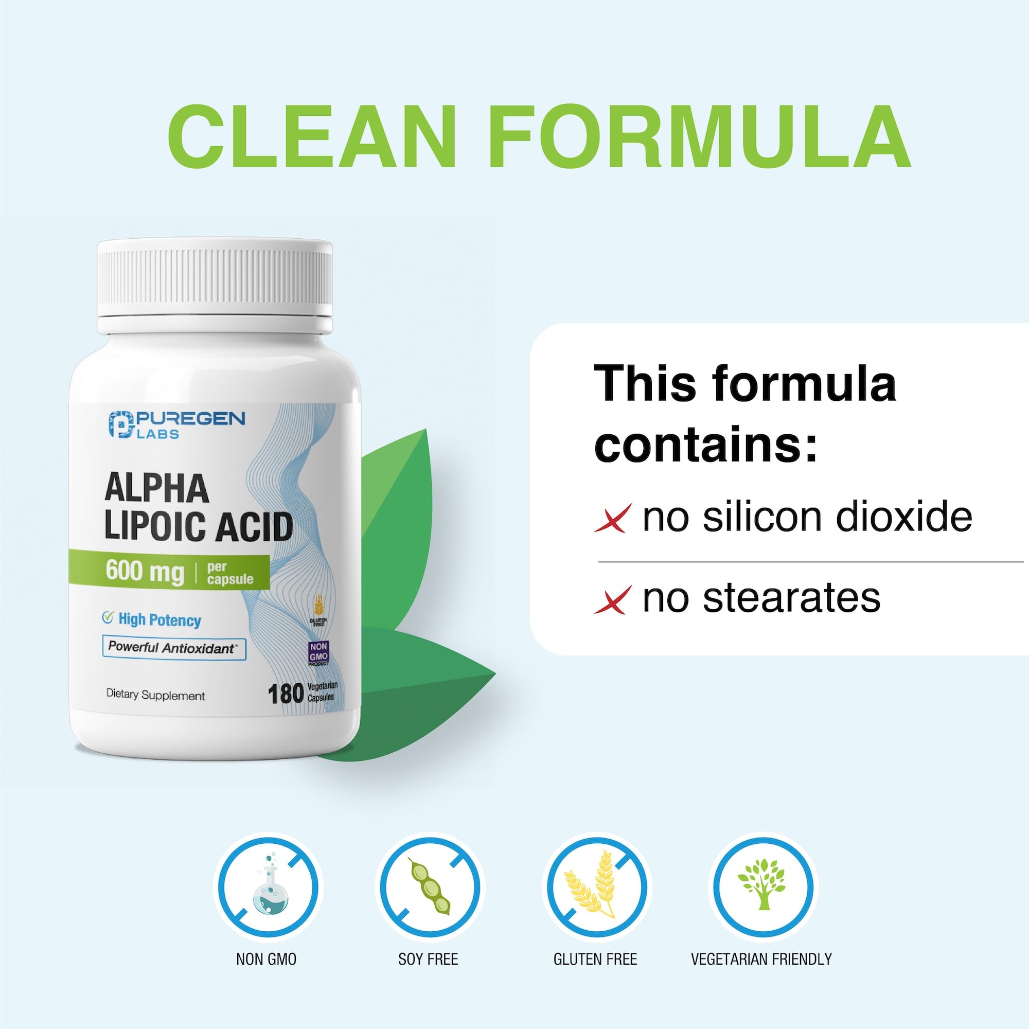 Puregen Labs Alpha Lipoic Acid 600mg High Potency, 180 Vegi Capsules — Amazon image 4