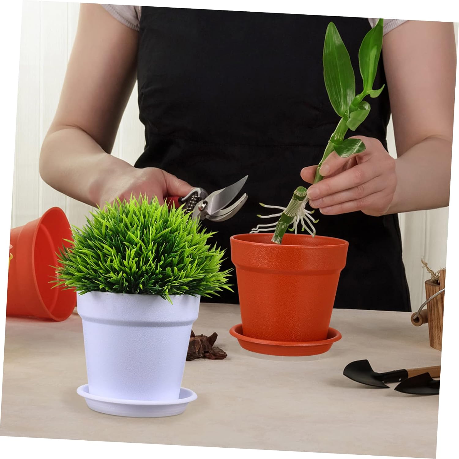 24 Pack Planter Pots Trays Reinforced Nursery Pots for Indoor and Outdoor Plants