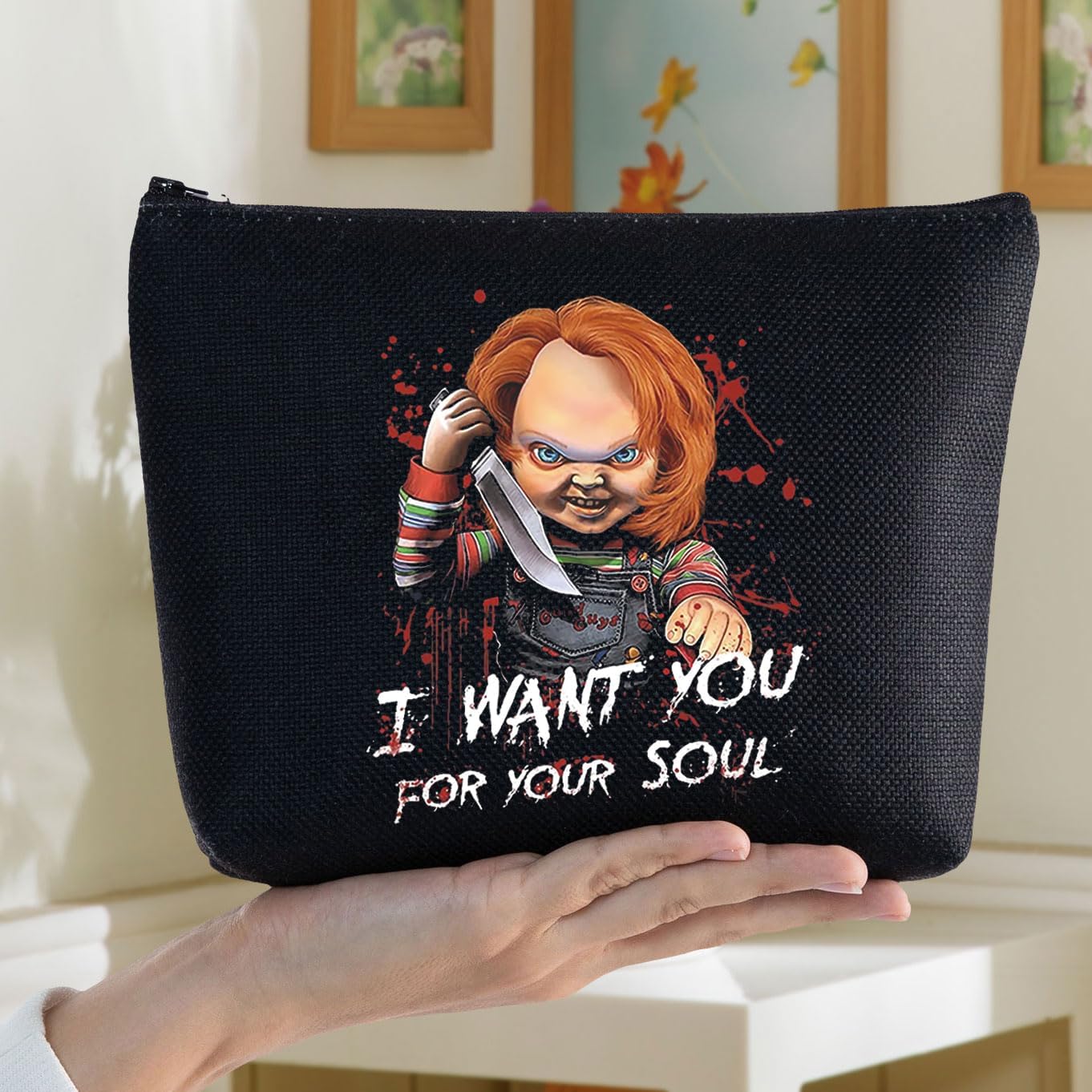 BWWKTOP Evil Doll Cosmetic Makeup Bag Murderous Toy Gifts I Want You For My Soul Zipper Travel Bags Killer Doll Merch (for My Soul) - Image 7