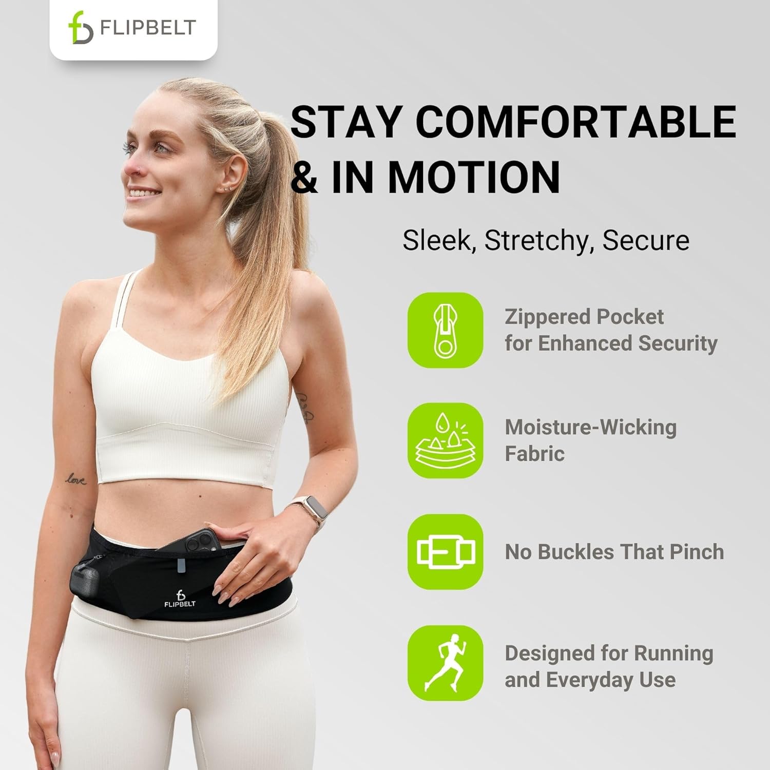FlipBelt Air Adjustable - Black - XSM - Image 4