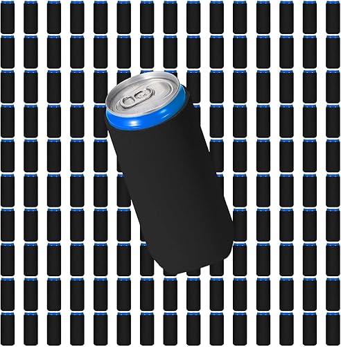 Paquete de 150 fundas delgadas para enfriar latas de 12 onzas, fundas delgadas para latas altas de sublimación, fundas de neopreno a granel para