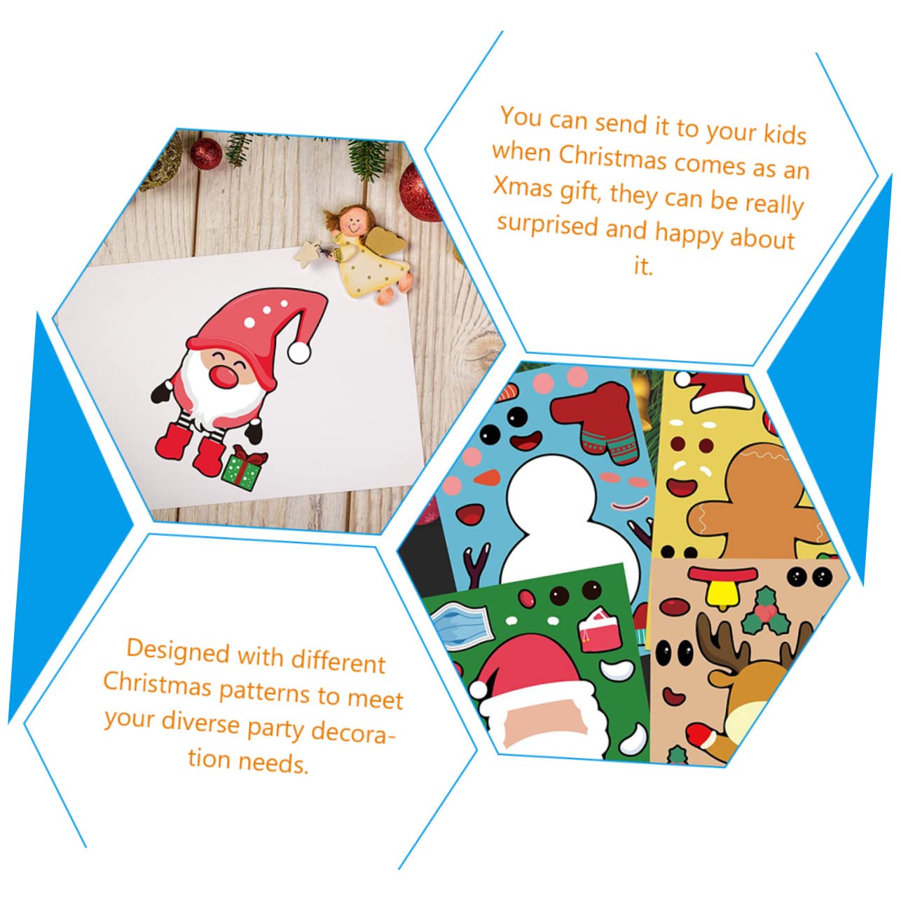 Amazon | Hohopeti 子供用diyクリスマスパズルステッカー24シート 紙製 