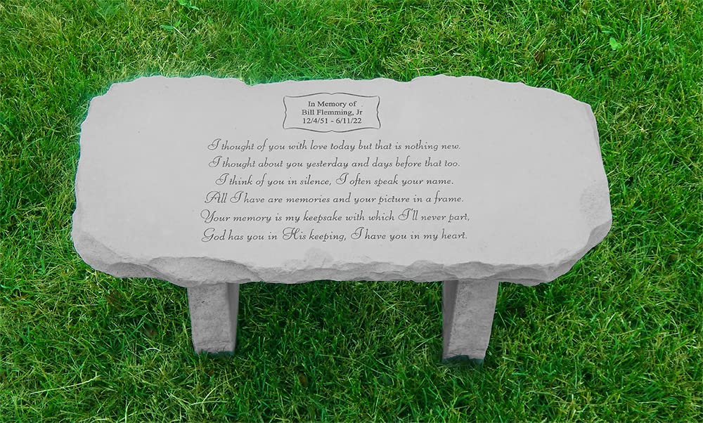 Kay Berry "I Thought of You with Love Personalized Fused Glass Medium Memorial Bench