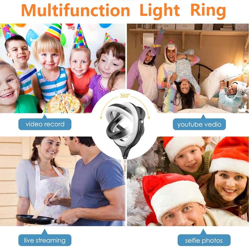 Flash Deals - 50% OFF Computer Selfie Ring Light with Stand & Phone Holder Desk Ring Light Dimmable LED Circle Light for YouTube Video/TikTok/Live Streaming/Makeup/Photography, with 3 Light Modes (Black, 8 inch)