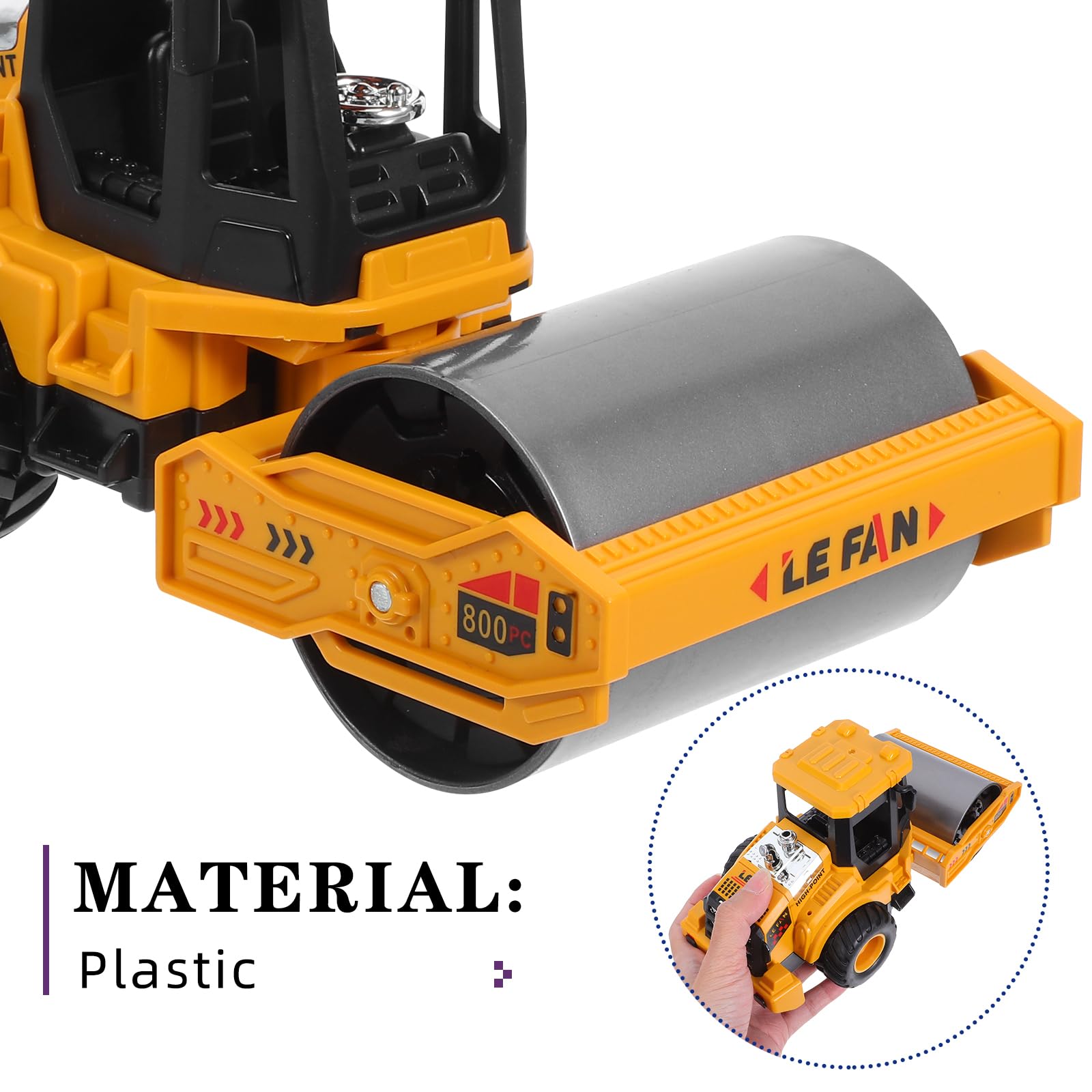 Vaguelly Rouleau compresseur Jouet : Camion de Chantier véhicules camions Rouleau compresseur pour Enfants intérieur extérieur Jeu Plastique Construction Sable Plage Jouet