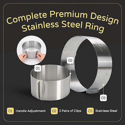 Miniatura 4 de ZenCulinary - Anillo de acero redondo multiusos, anillo ajustable para hornear para hornear, regalos funcionales de calidad premium, 1 anillo de
