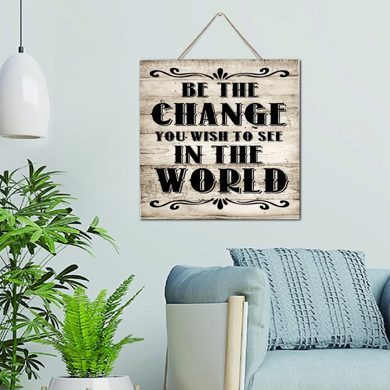 Décoration murale chambre et bureau avec panneau en bois rétro motivant