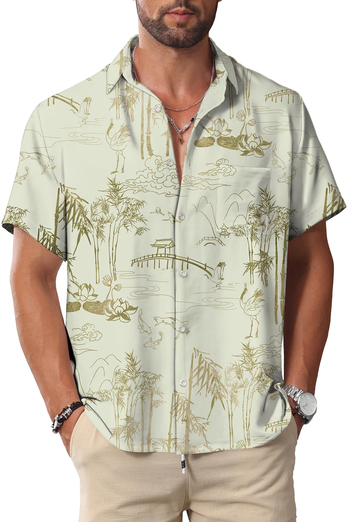 KYKU Hawaiian Shirt for Men: Beach Vacation Summer Short Sleeve Button Down Mens Shirts Casual Stylish