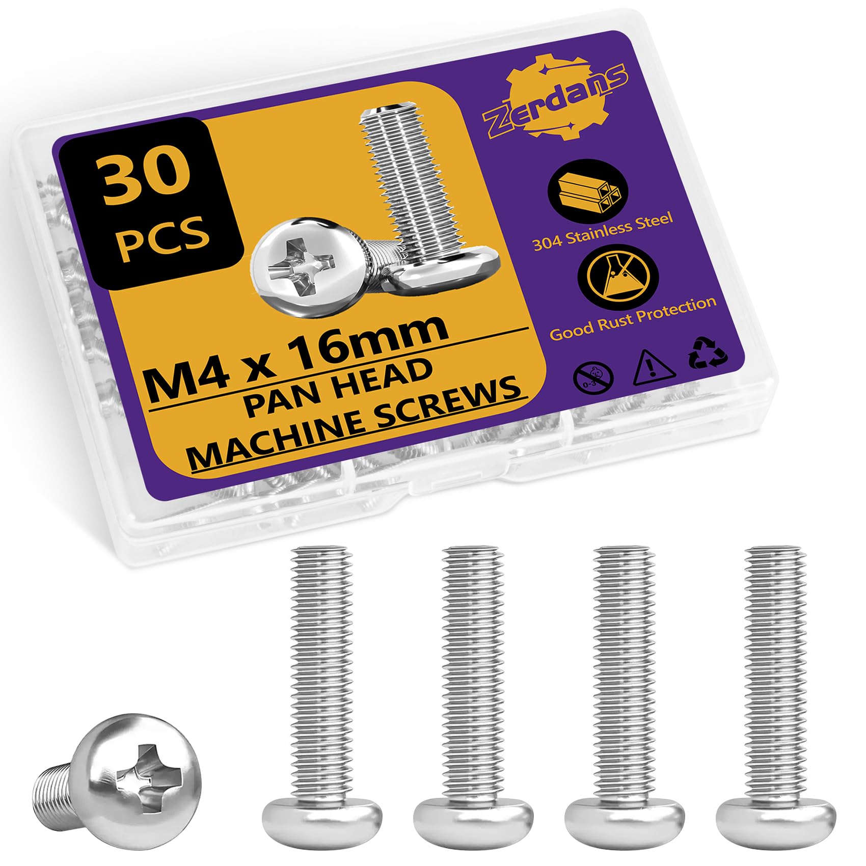 70pcs #6-32 Stainless Steel Machine Screws -18