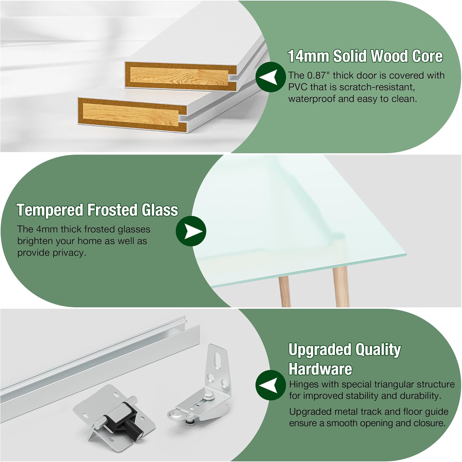 Bifold Door, for 28"x 80" Opening,Tempered Frosted Glass Pre-drilled Folding Closet Door with Hardware Kit