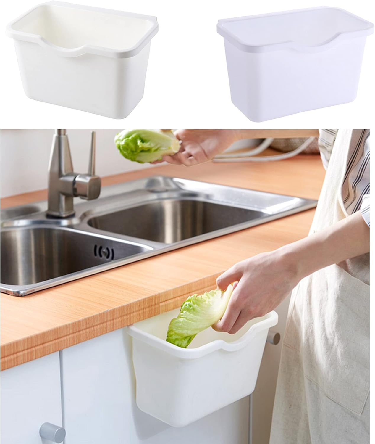 sunliveus 3 Pack Hanging Kitchen Wastebaskets Multipurpose Little Trash Compost