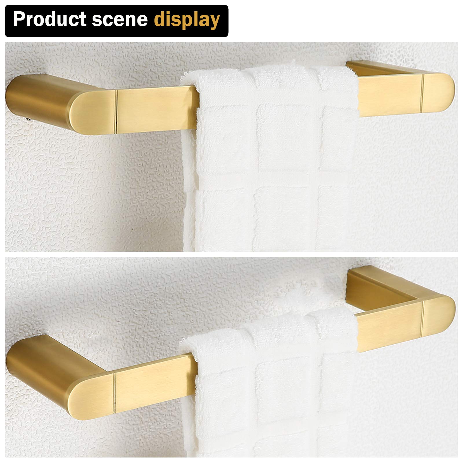 Toallero dorado cepillado de 12 pulgadas, accesorios de baño, toallero para baño, cocina, acero inoxidable SUS 304, estilo contemporáneo montado en la pared 96026-2-12BG. 9