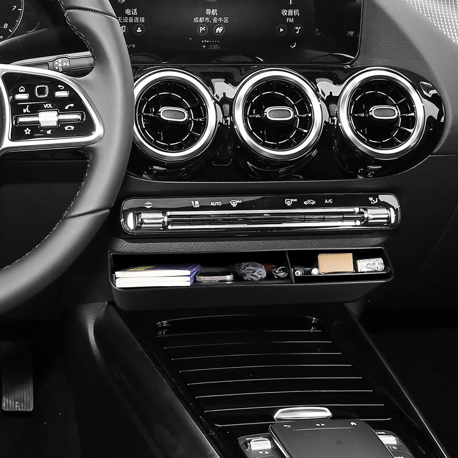 KUNGKIC Pour Mercedes-Benz Classe A B W177 W247 GLA X156 GLB X247 CLA W118 GLE GLS W167 ABS Boîte de rangement centrale de commande automobile Pièces intérieures de l'automobile Accessoires pour