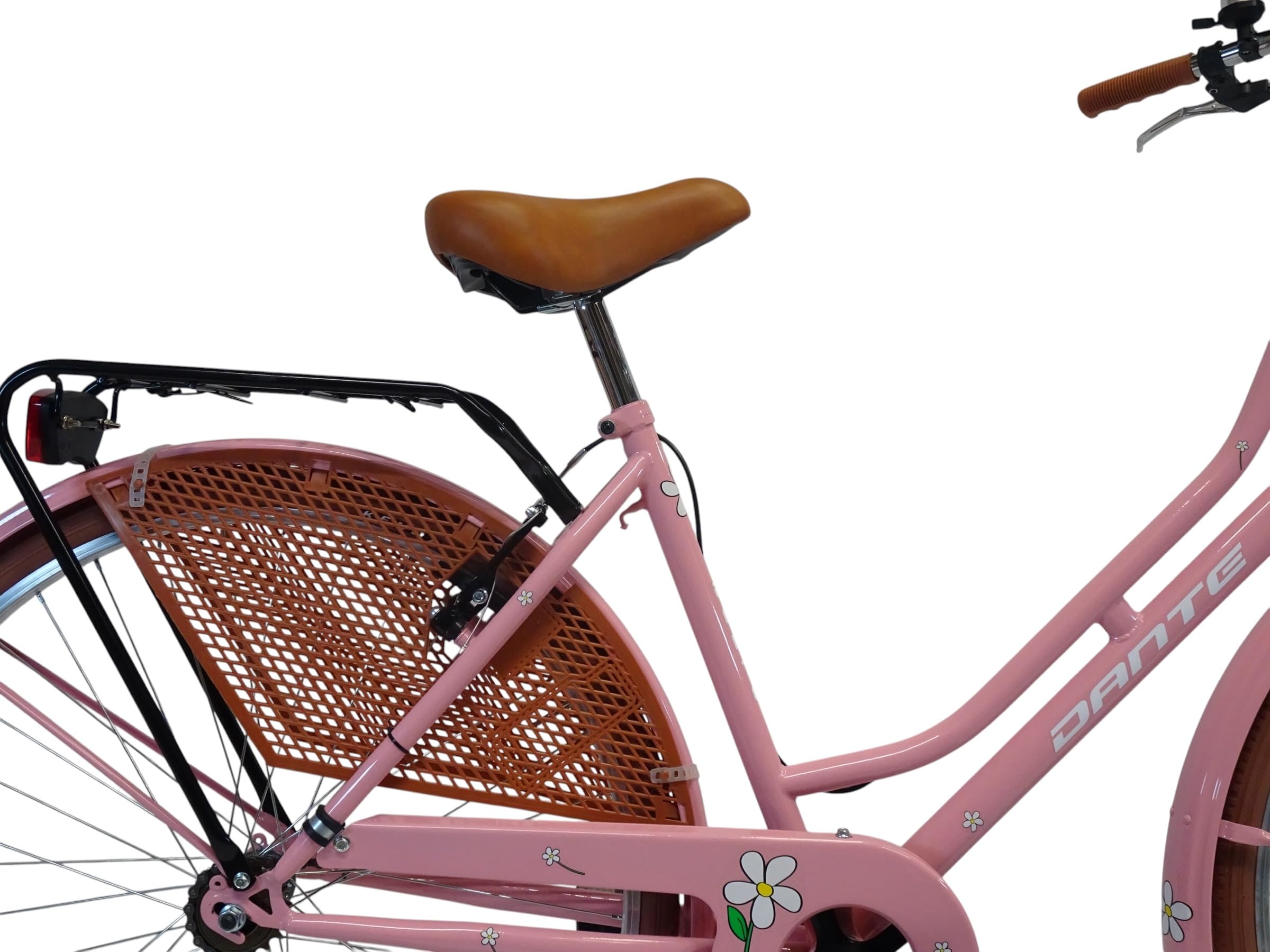 Bicicletta donna da città per passeggio Olanda 26, classica stile retrò ad una velocità, con particolati miele e cestino anteriore in vimini