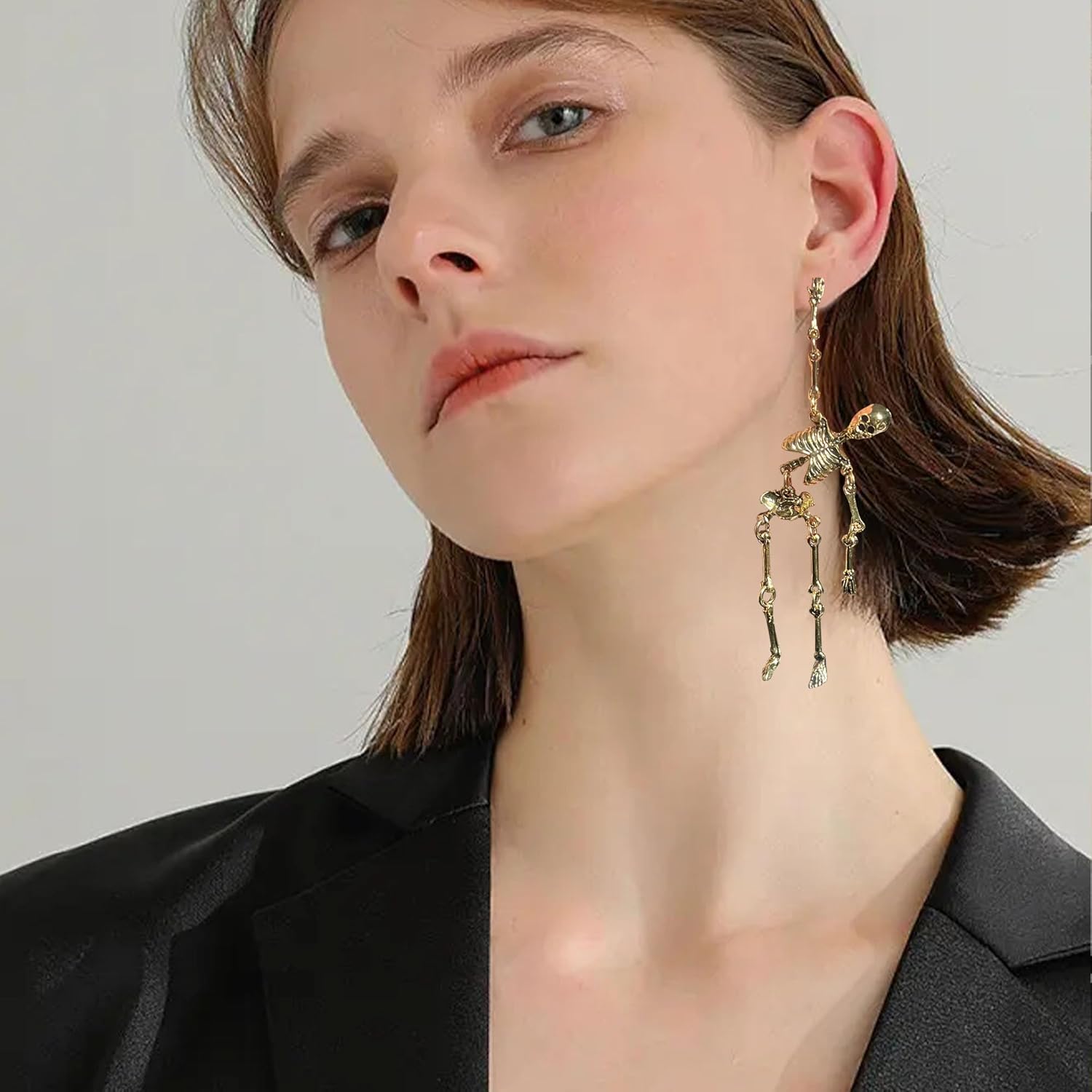 Punk Halloween Skeleton Earrings Spooky Skull Skeleton Dangle Earrings for Women Costume Halloween Outfits Jewelry Accessories Gifts - Image 3