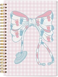 Labor and Delivery Nurse Gifts Spiral Notebook 5.5x8.3, NICU Pediatric Neonatal Nurse Obgyn Gifts, Nursing Medical Office Supplies for Work, Coquette Stethoscope Bow Medical Journaling Notebooks