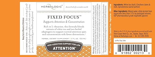 Miniatura 2 de Gotas de hierbas líquidas de enfoque fijo - Apoyo no adictivo para mayor atención, concentración y concentración - Contiene té blanco, una fuente