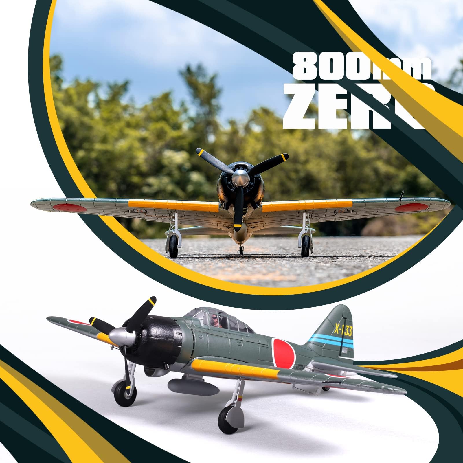 Fms Rc Planes for Adults 800mm Zero V2 A6M3 RC Airplane 4CH Wingspan Green Warbird Hobby Rc Airplanes PNP (No Radio, Battery, Charger)