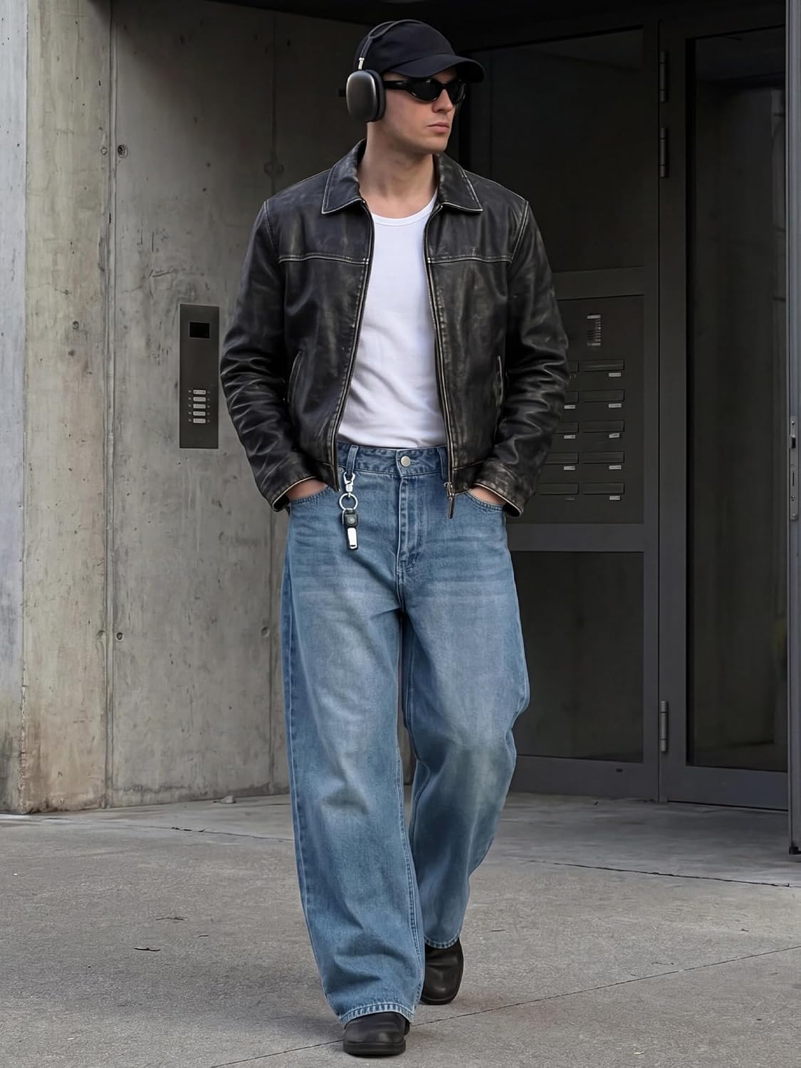 Men's Wide Leg Loose Fit Jeans Y2K Baggy Denim Pants | Vintage Washed Cotton Blend 2000s Streetwear Trousers for Skateboarding, Hip Pop, Campus, Travel Daily Casual Wear