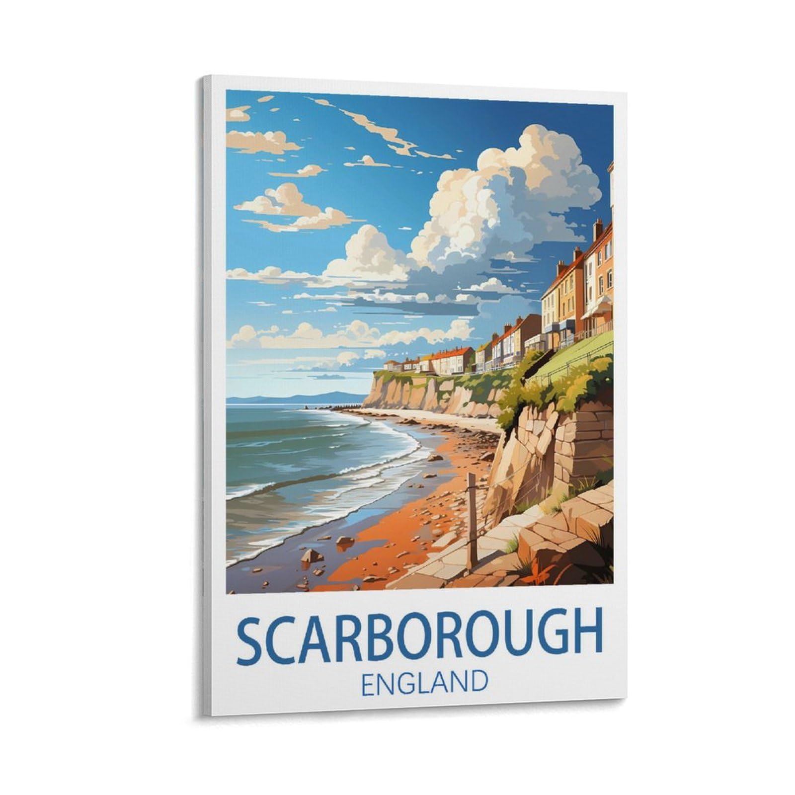 KLYCHF Scarborough England Vintage Travel Posters Landscape 08x12inch(20x30cm) Wall Art Picture Print Canvas Art Poster Modern Family Bedroom Decor Posters