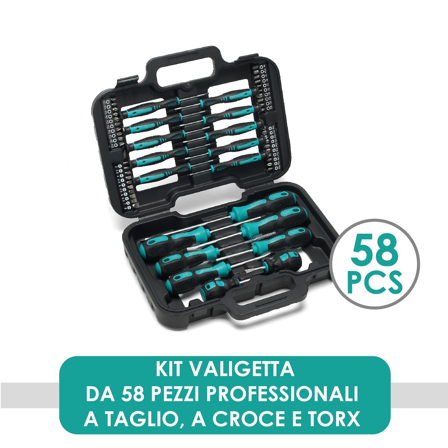 Set Cacciaviti Magnetici Precisione, 58 Pezzi Professionali per Bricolage e Riparazioni, Taglio Croce Torx, Compatibile con Laptop Tablet Smartphone