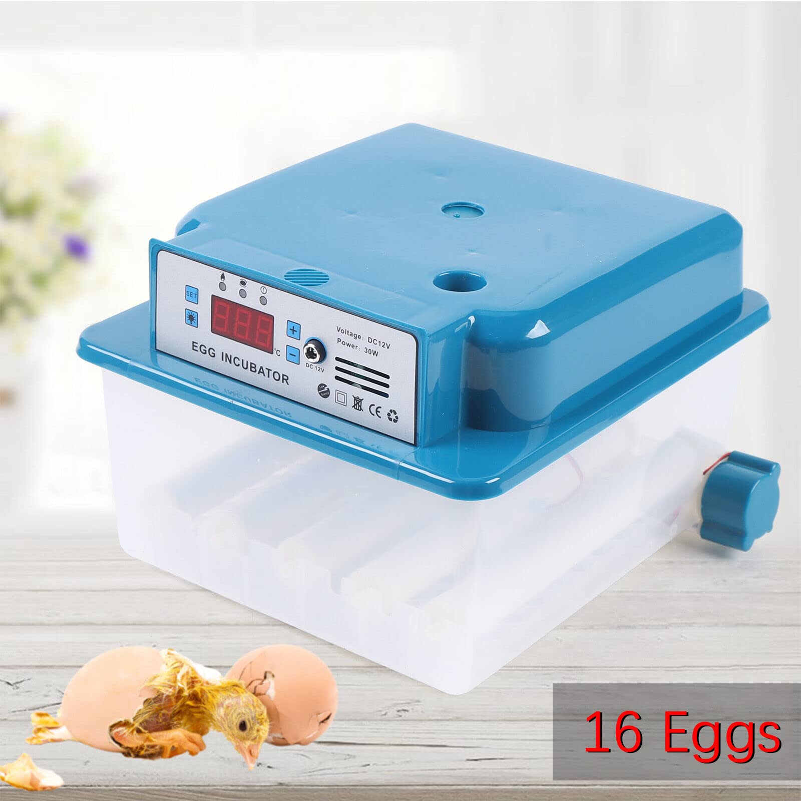 Incubatrice completamente automatica, capacità di incubazione circa 16 uova, 12 V/AC100 – 240 V, con inversione automatica e display digitale, incubatrice, incubatrice automatica di pollo