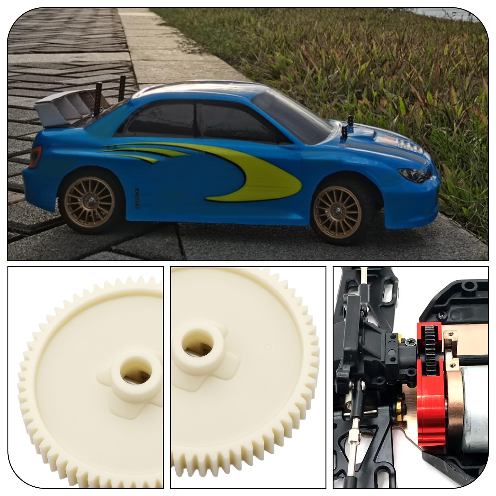 EMSea 2pcs 61T 1/10 Spur Gear Repair Part Compatible with T-amiya TT01 TT01D TT01E TT-01 RC Car Upgrade Parts Accessories Plastic - Image 4