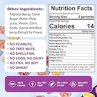 Vista 3 de Organic & Functional Mushroom Gummies Supplement ASHWAGANDHA,REISHI,Turkey Tail MAITAKE, SHATAKE Chaga CORDYCEPS BOOSTS Cognitive,Performance Gluten