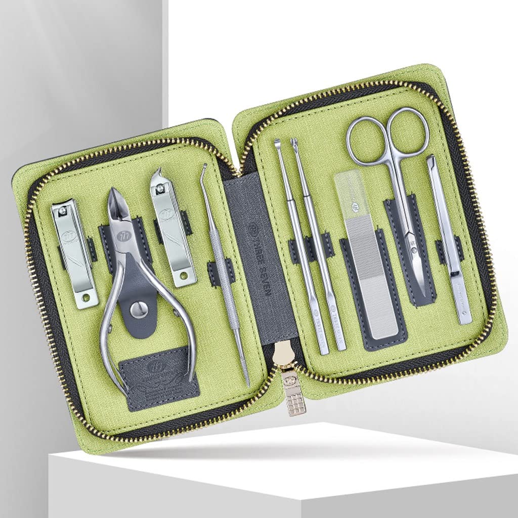 Recortador de uñas, juego de manicura Juego de cortaúñas Juego de manicura de pedicura profesional Herramienta de cuidado de belleza de acero inoxidable Juego de belleza con estuche de cuero de PU ver