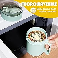 Vista 4 de Mifoci 4 Pack Microwave Soup Mug with Lids Microwavable Soup Container with Handle and Steam Release Vent 13.5 oz for Noodles, Hot Cereal