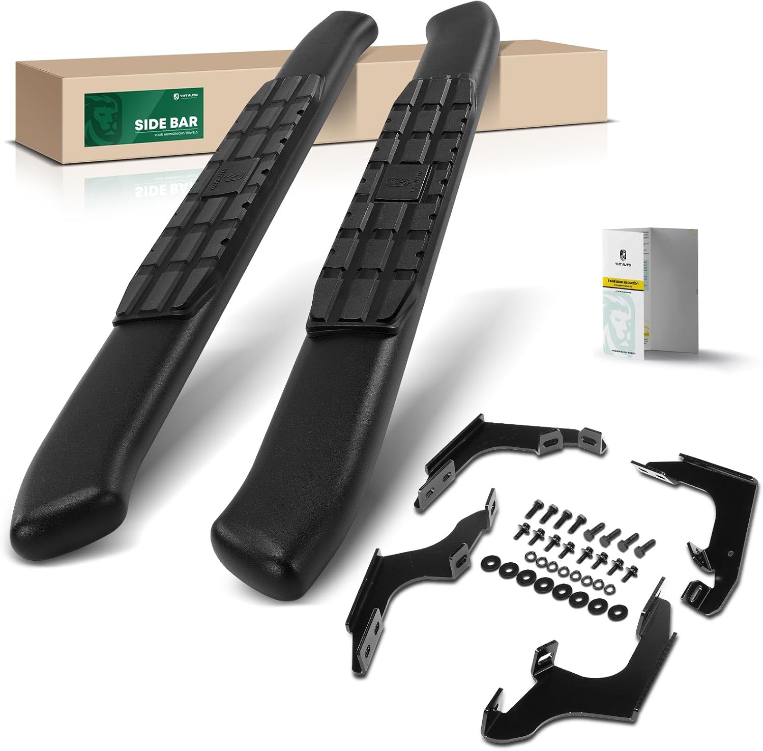 YHTAUTO 4.25 Inch Running Boards Fit Ford Bronco 2021 2022 2023 2024 2025 2026 2-Door SUV, Oval Bent Ends Side Steps Carbon Steel Step Bars Off-Road Exterior Accessories