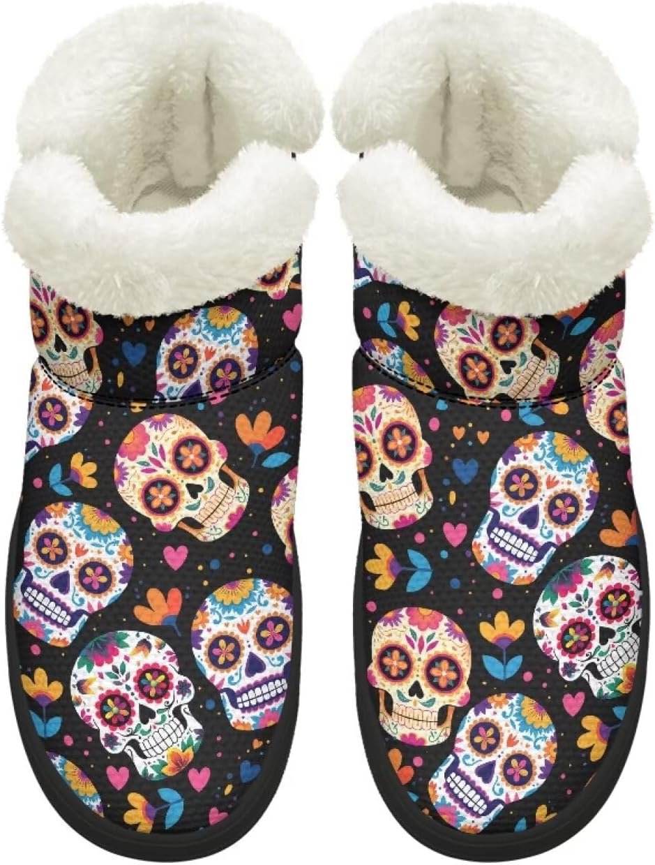 Snow Boots for Women Fur Lined Warm Winter Boots Slip-on Non-slip Ladies Winter Shoes Size 4.5-12