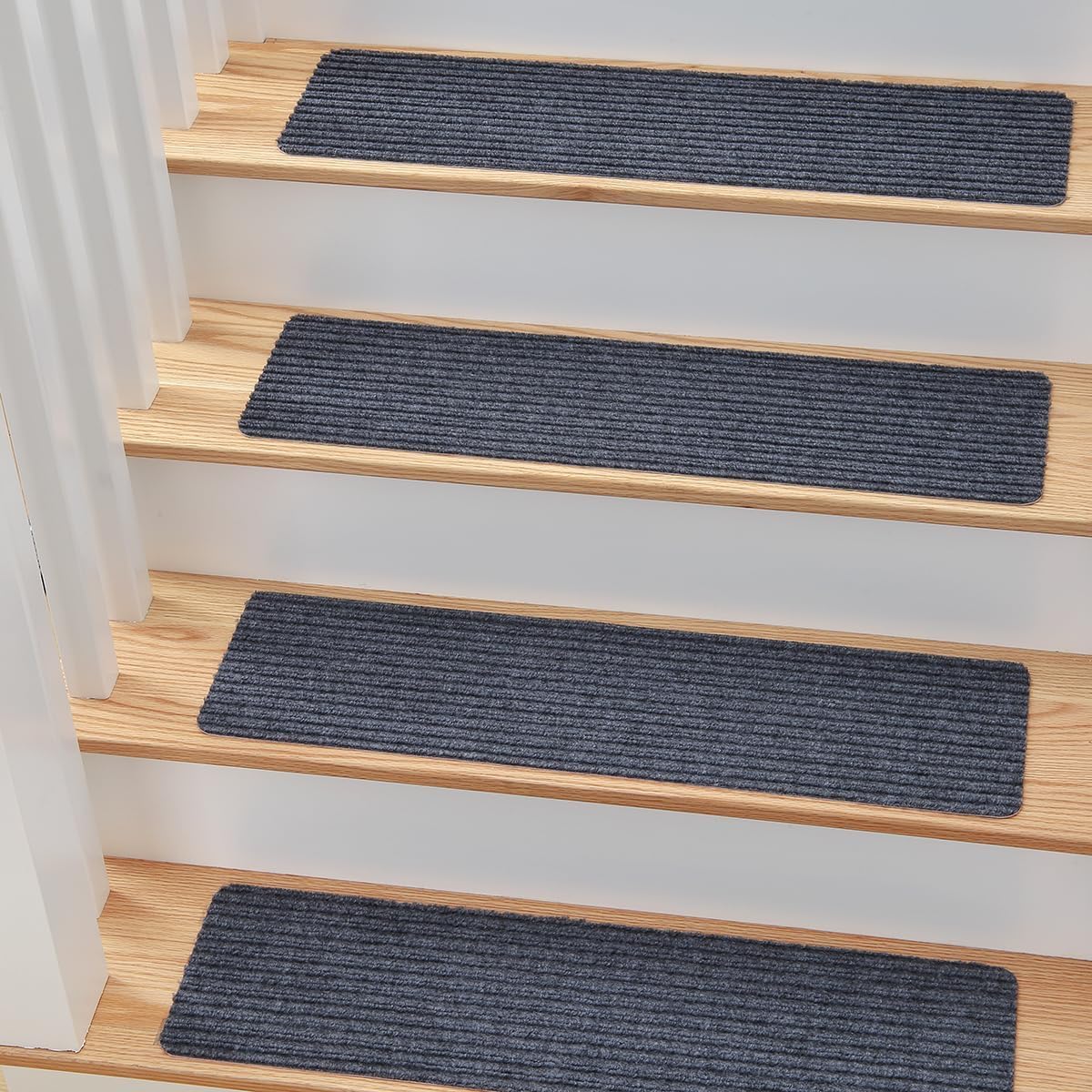 15 Tapis D'Escalier Antidérapants - Gris - Sécurité Enfants, Seniors Et Animaux - Adhésif Réutilisable