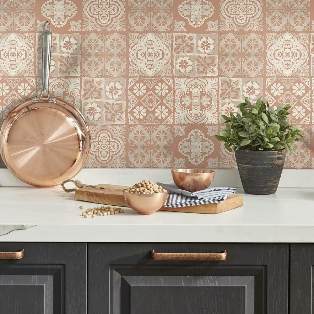RoomMates RMK11648WP Marrakesh Black Tile Peel and Stick Wallpaper