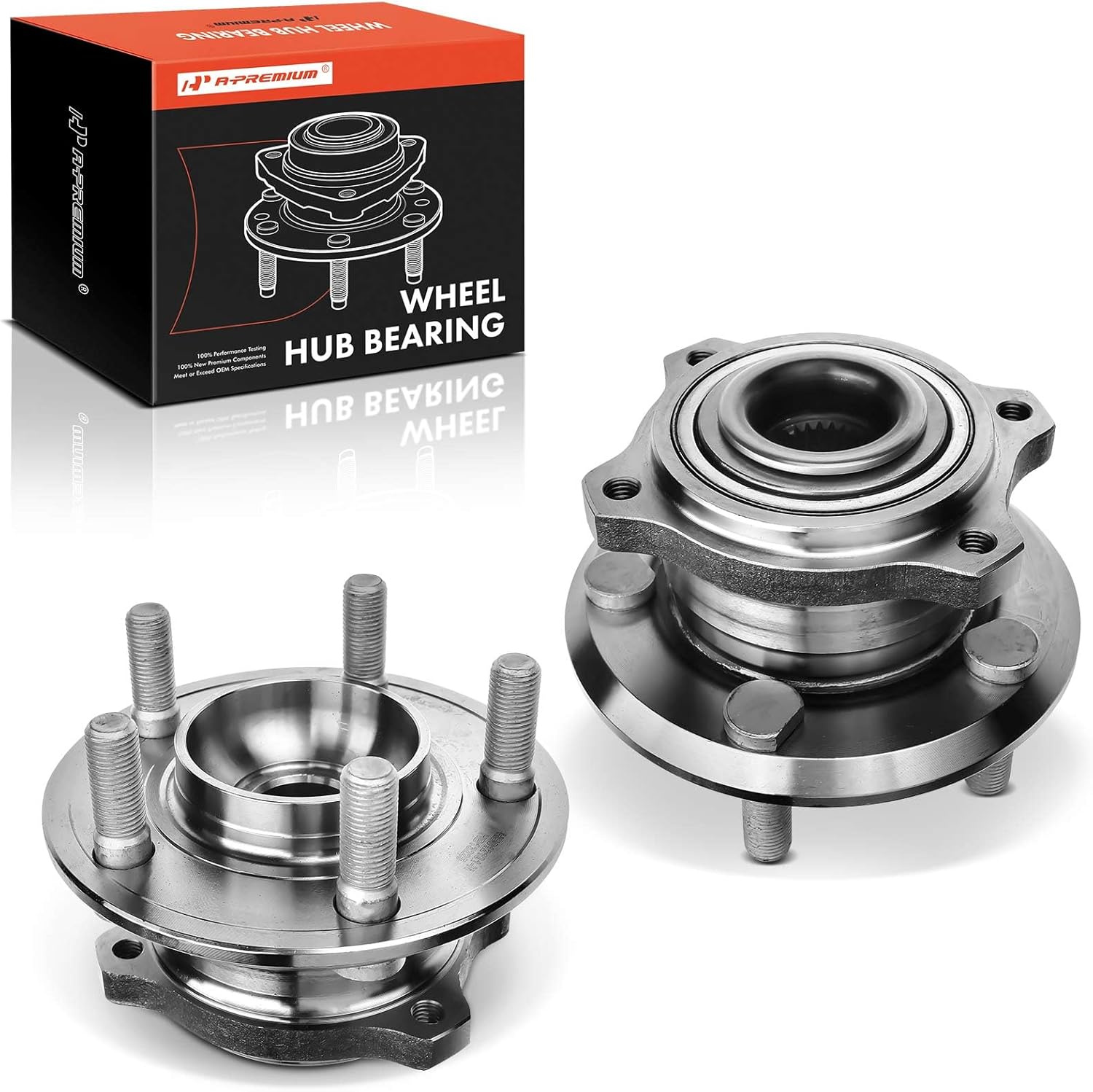 A-Premium 2 x Front Wheel Bearing and Hub Assembly with 5-Lug Compatible with Dodge Charger 2007-2023, Challenger 2017-2023, Magnum 2005-2008, Chrysler 300 2005-2023, AWD Only