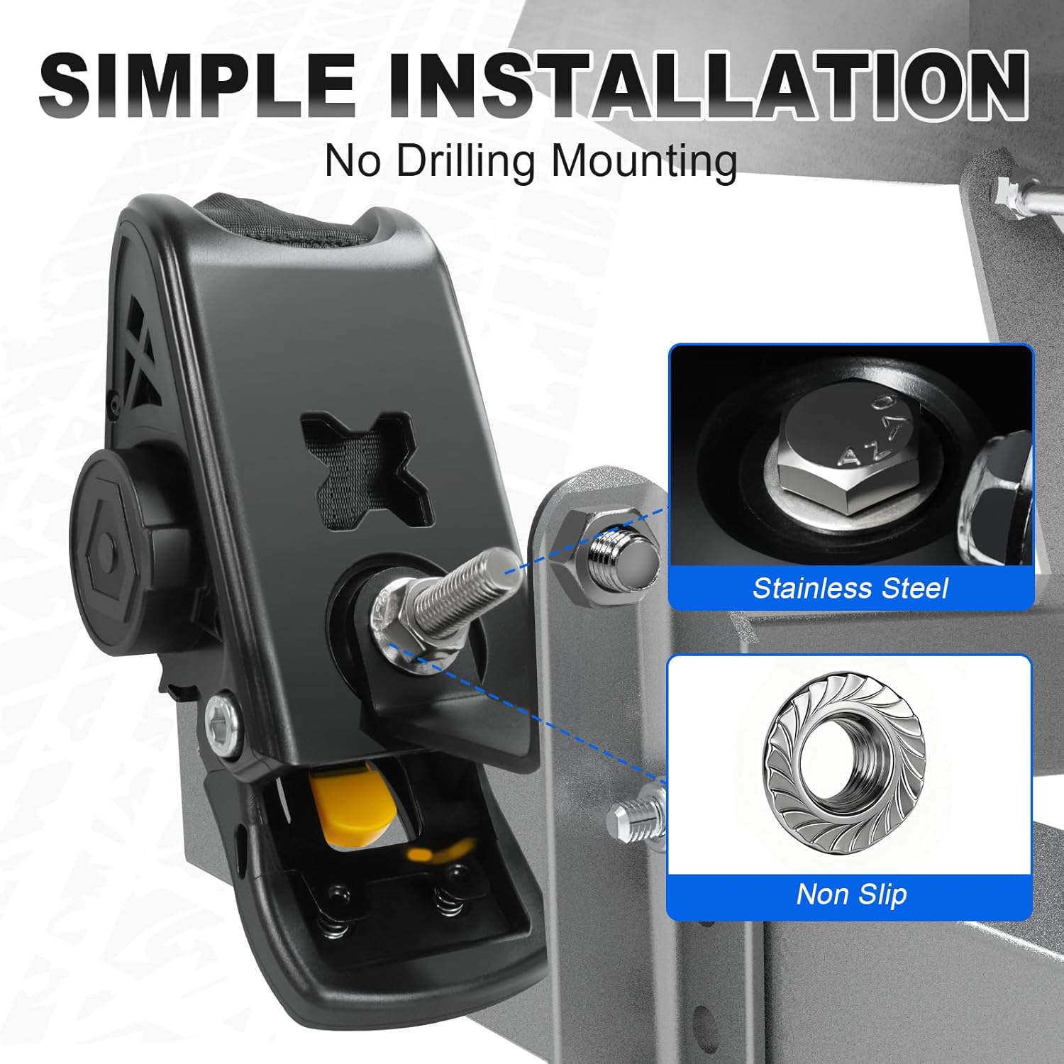 Bolt on Boat Ratchet Straps, Retractable Transom Trailer Tie Downs, 2 x 50 Inches, 2200lbs Break Strength, Heavy Duty Mountable Transom Strap for Salt & Fresh Water Marine Jetski Snowmobile ATV - Image 5